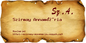 Szirmay Annamária névjegykártya