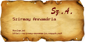 Szirmay Annamária névjegykártya